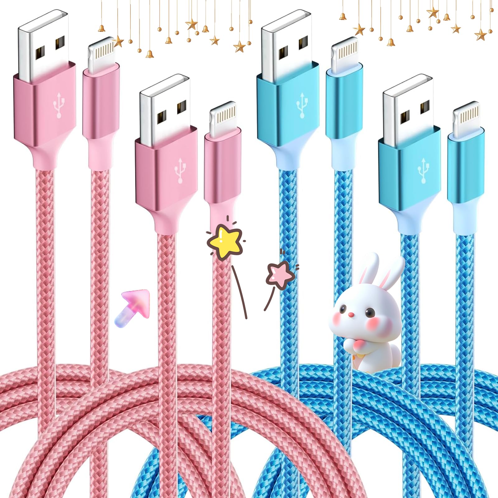 Photo 1 of MPATIBY iPhone Charger, Charging Cable 4 Pack (3/3/6/6FT) MFi Certified Nylon Braided USB to iPhone Cables Fast Charging Cord Compatible with iPhone 14 13 12 11 pro max XR XS X 8 7 6 Plus SE and More