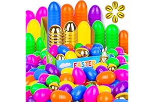 GRASTFU 100 Pack 3 Inch Large Plastic Easter Eggs Bulk Include 6 Surprise Golden Eggs, Colorful Fillable Easter Egg Empty for Easter Hunt, Easter Basket Stuffers Fillers, Theme Party Favors Prize
