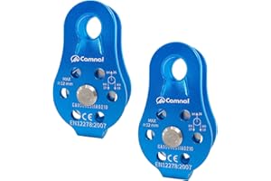 LILYXIN 26KN Fixed Plate Micro Pulley, Small Aluminum Rope Pulleys, Climb Bearing Hitch Pulley for Climbing, Rappelling, Aloft Work Etc (26KN, Blue, 2)