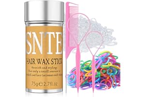 SAMNYTE Hair Wax Stick & Styling Accessories - Smooths Flyaways for Kids & Women, 1000 Elastic Hair Ties, 1 Slick Back Hair Brush, 2 Hair Loop Styling Tools - Creates Ponytails & Braids for Teen Girls Gifts