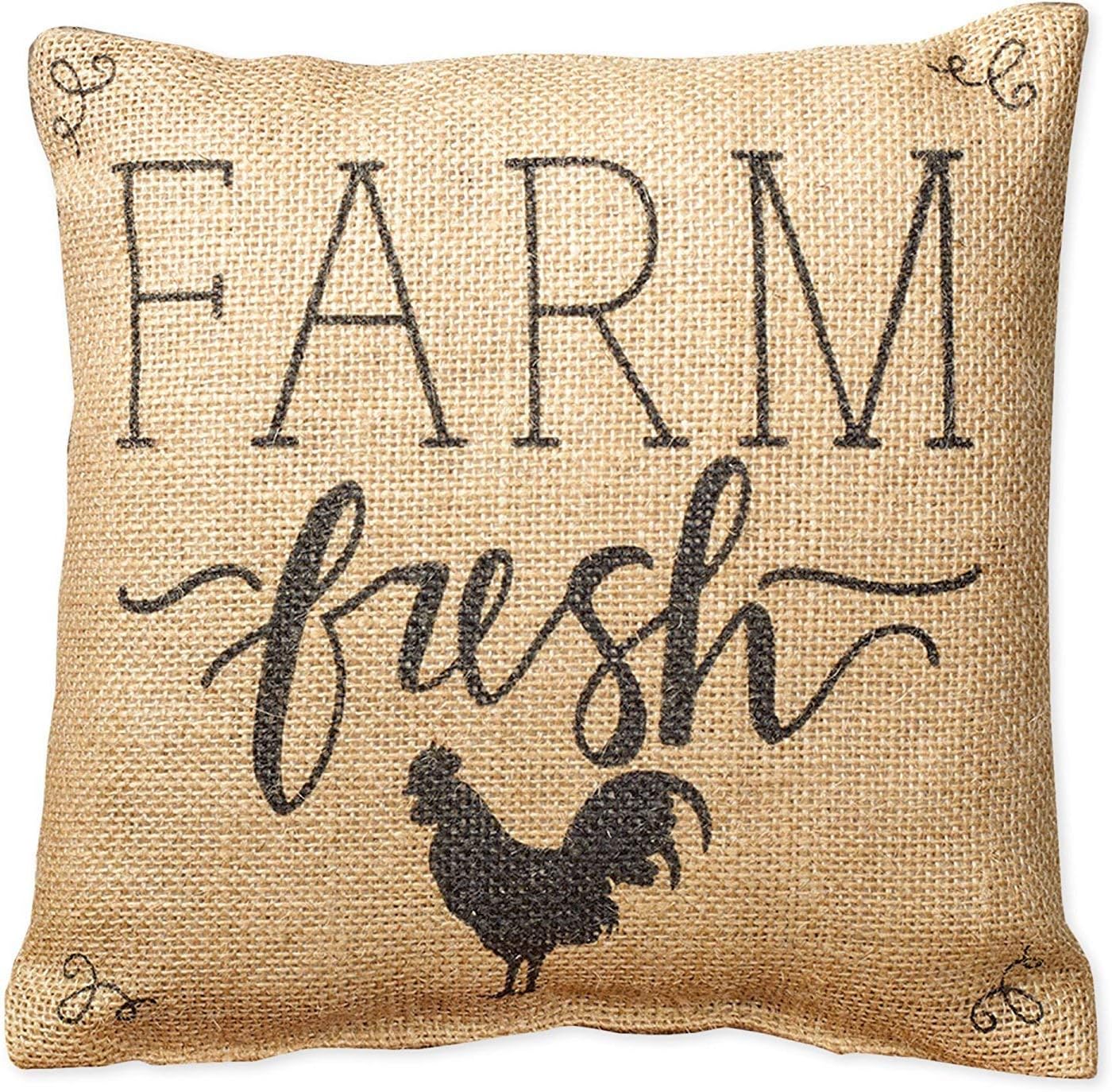 Amazon Com Small Burlap Farm Fresh Pillow 8x8 Home Kitchen