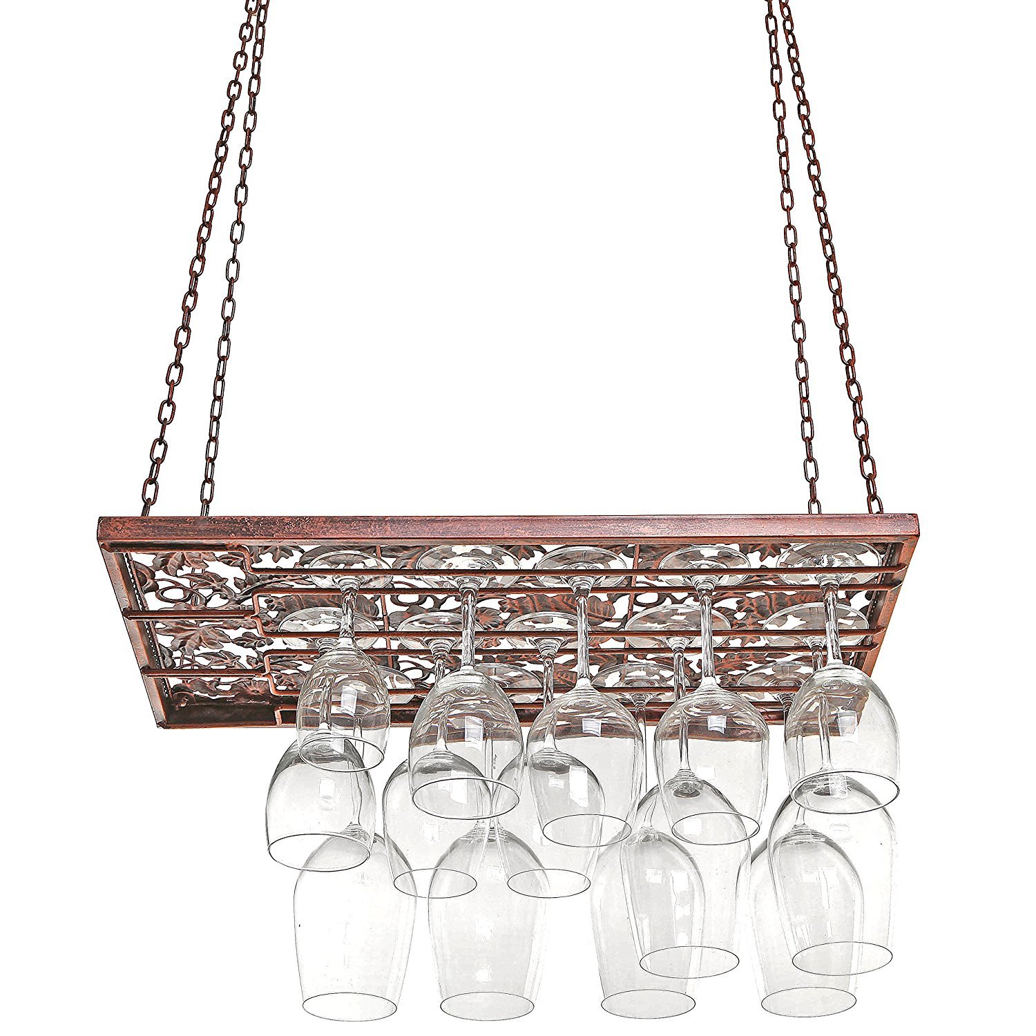 Vineyard Design Black Metal Ceiling Mounted Hanging Stemware Wine