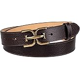 Sam Edelman Women's Fashion Double-E Plaque Logo Buckle Slim Textured Belt for Jeans, Dresses and Trousers