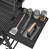 Silicone Griddle Tools Mat for Blackstone - Large Silicone Spatula Mat with Drip Pad - Griddle Mats BBQ Grill Accessories - Side Shelf Mats Grill Pad for Blackstone Griddles Accessories(Black)