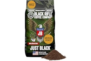 Black Rifle Coffee Company Just Black, 18oz Bag, Ground Coffee Medium Roast - Roasted Blend Made from Arabica Beans - Colombian & Brazilian Beans - Veteran Founded & American Made