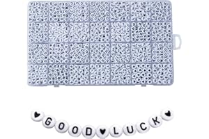 WEIYIZIENS 1400pcs Letter Beads, 4x7 mm Acrylic Alphabet Beads, Beads for Jewelry and Bracelet Making, in 28 Grid Box (White and Black)