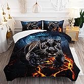 AILONEN Black Panther Comforter Set Twin Size,Safari Cheetah Leopard Print Bedding Set,Magic Moon Animal Theme Leopard Comforter with 2 Pillowcases,3 Pieces Twin Bed in a Bag for Boys Teen Men