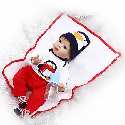 Icradle 22 55cm Mouth Open Crafted Penguin Dress Soft Vinyl Silicone Lovely Handmade Real Life LIK