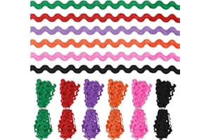 Swpeet 6Pcs 5m/ 0.3 Inch Colorful Rick Rack Trim Ribbon Kit, Wave Sewing Bending Fringe Trim, Wrapping Fabric Ribbon Trim Lac