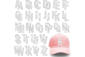 52PCS Iron On Letter for Clothing, Silver Glitter Small Letter A-Z Iron On Alphabets Appliques for Clothes, Shiny Sequin Heat