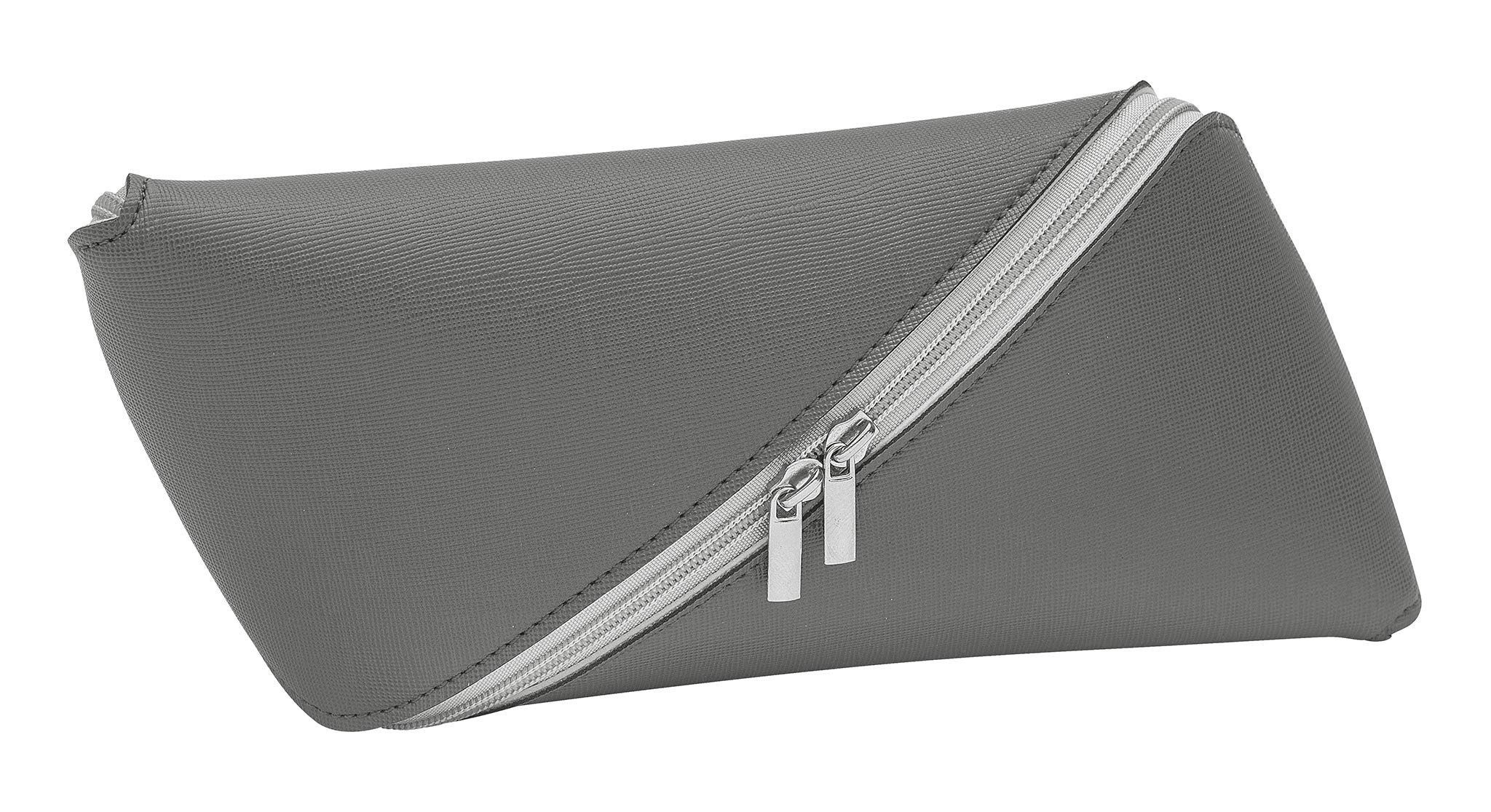 WEDO"SLOPE" Pencil Case Space Saving 2 Zippers Easy to Clean charcoal