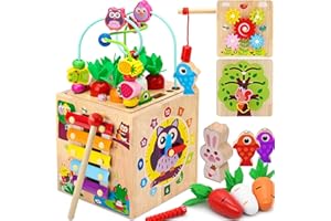 Resumplan 8 in 1 Activity Cube for 18M+ Boys and Girls, Wooden Montessori Toys for Baby, Educational Learning Toys for Toddlers
