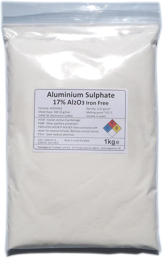1kg of Aluminium Sulphate Al2(S04)3 Iron Free Mordant / Purifier / PH