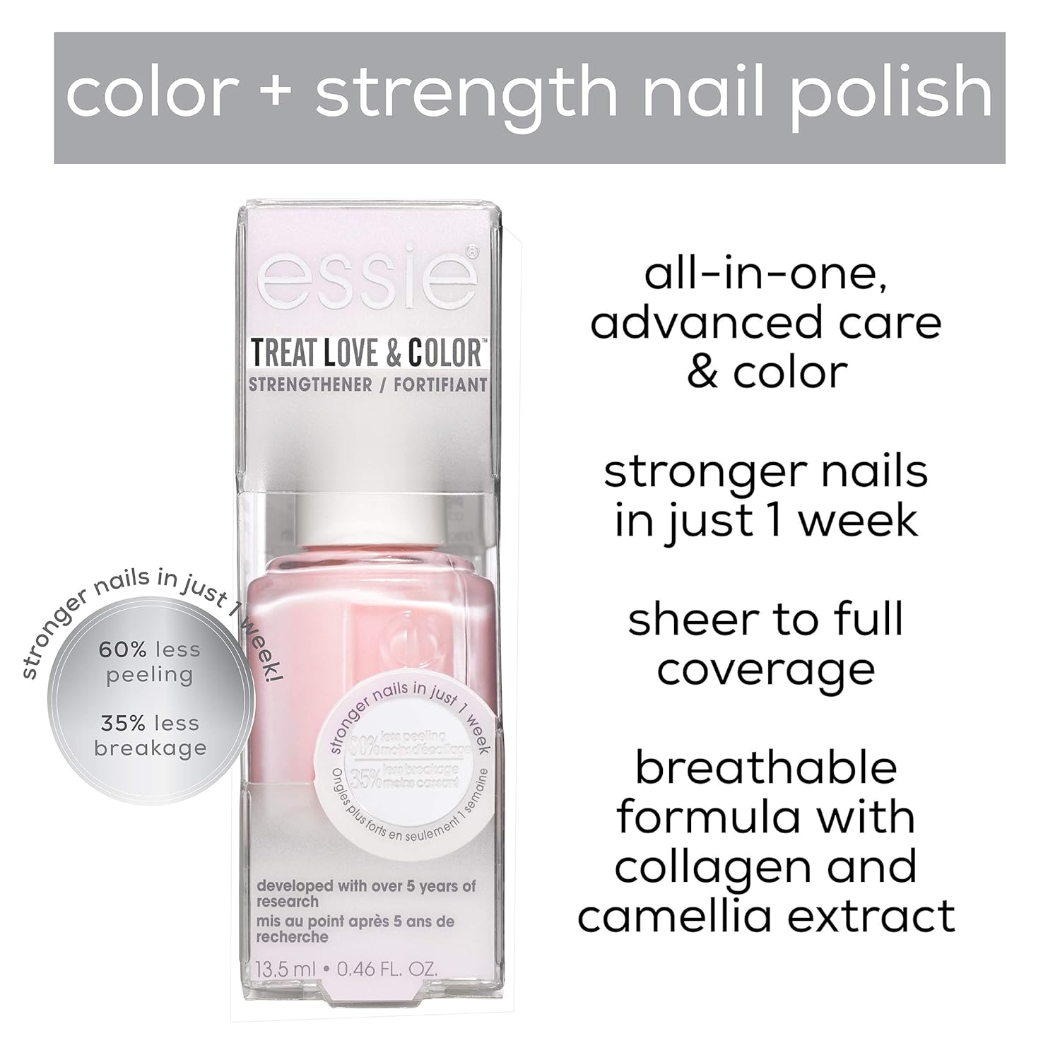 essie Treat Love & Color Nail Polish For Normal to Dry/Brittle Nails, Gloss Fit, 0.46 fl. oz. : Beauty