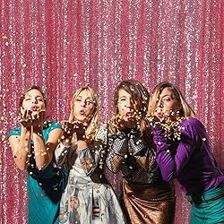 SquarePie Sequin Backdrop 10FT x 10FT Fuchsia Pink