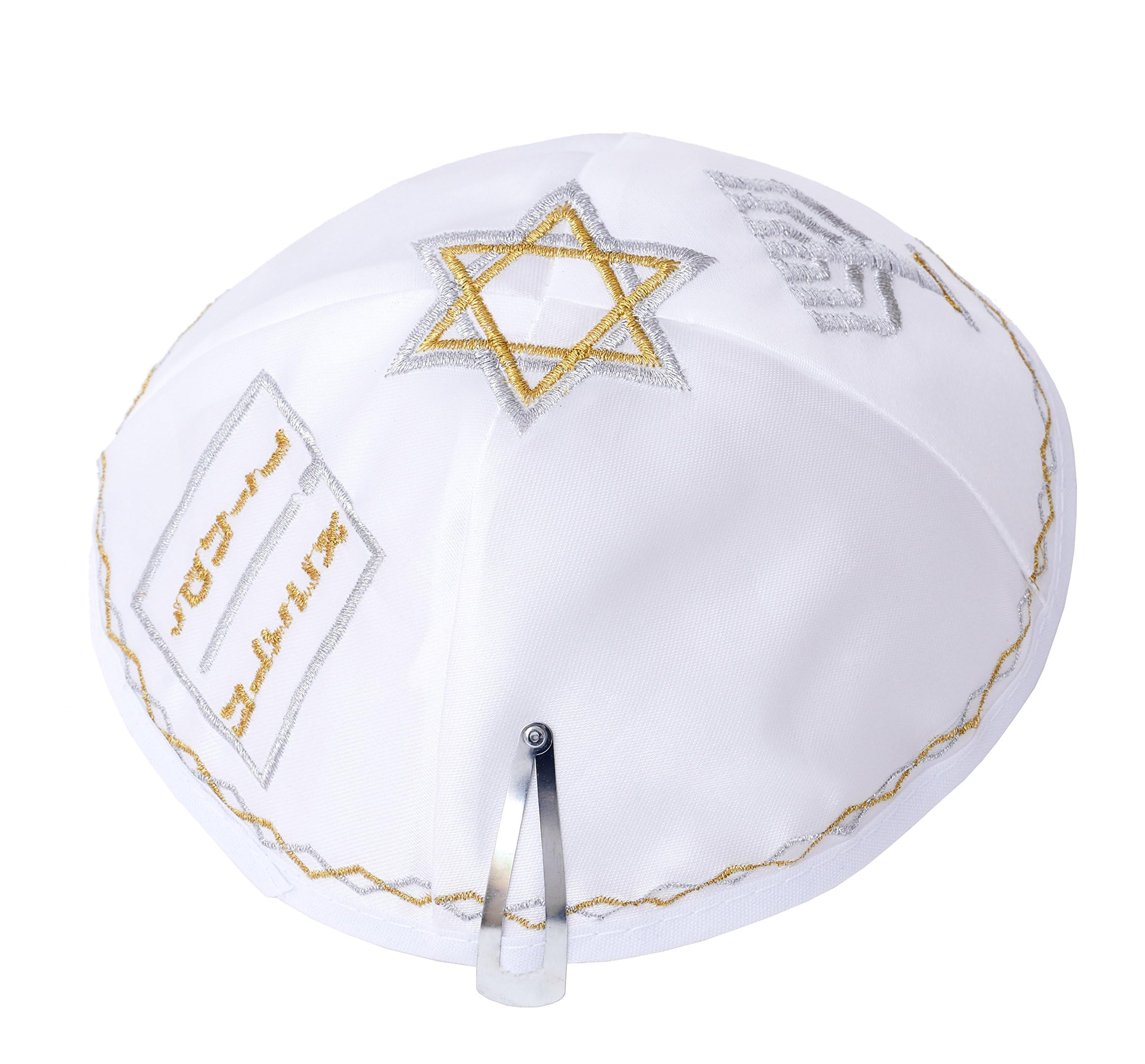 Satin 20cm Ten Commandments Menorah Star Of David Kippah Jewish Cap Yarmulke Synagogue
