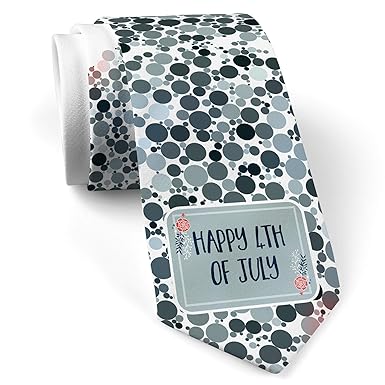 Neck Tie With Happy 4th Of July Fourth Of July Roses And Stars