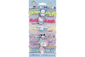 Hello Kitty 6 Piece Hair Scrunchie Set, Hair Accessories for Girls, School Rewards Party Favors, Stocking Stuffer, Birthday G