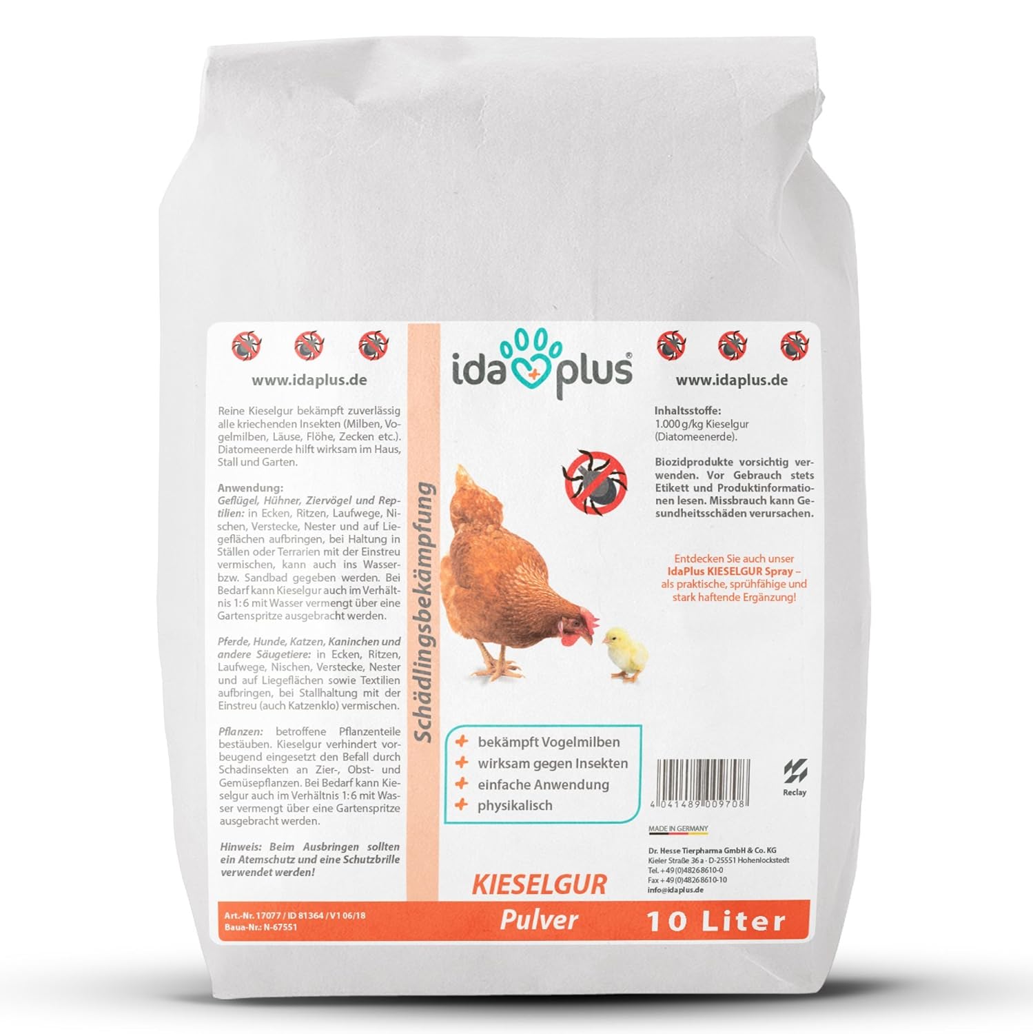 Ida Plus Kieselgur 10 Liter Sack Inkl Puderflasche