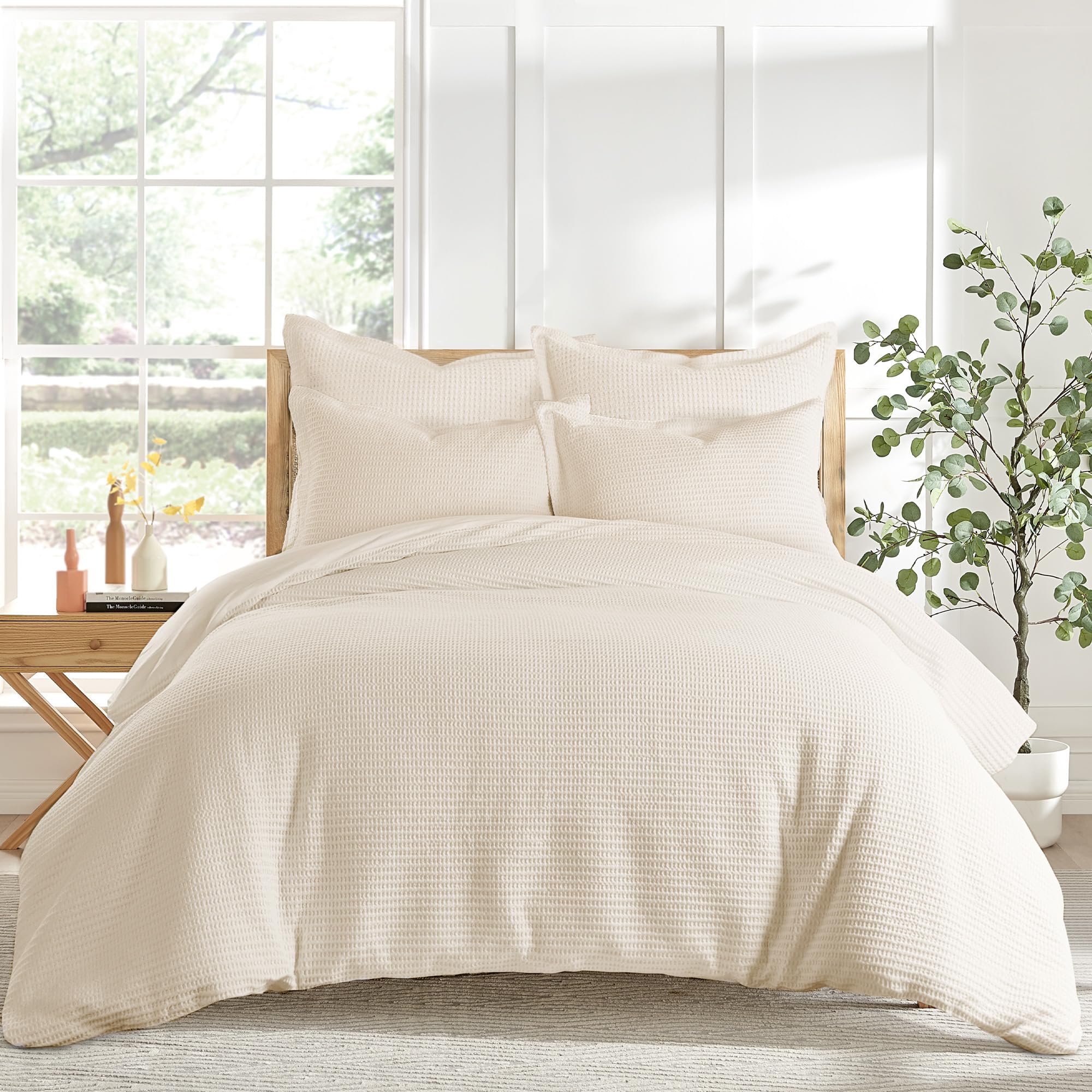 Photo 1 of Levtex Home Cloud Waffle Queen Duvet Cover Set (90x94in) with 2 Pillow Shams (26x20in) - Solid Waffle Cotton Texture - Undyed Cream - 100% Cotton Queen Size Duvet Cover Set - Soft, Pre-Washed