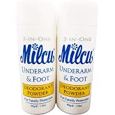 Milcu Underarm &amp; Foot Deodorant Powder 80g per Bottle, 2 Pack