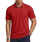 TACVASEN Men's Polo Shirts Short Sleeve Cotton Pique Classic Casual Shirts Moisture Wicking Golf Shirt with 3 Buttons
