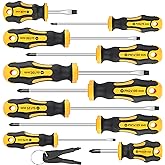 Amartisan 10-Piece Magnetic Screwdrivers Set, 5 Phillips and 5 Slotted Tips Professional Cushion Grip Screwdriver Set (10-Pie