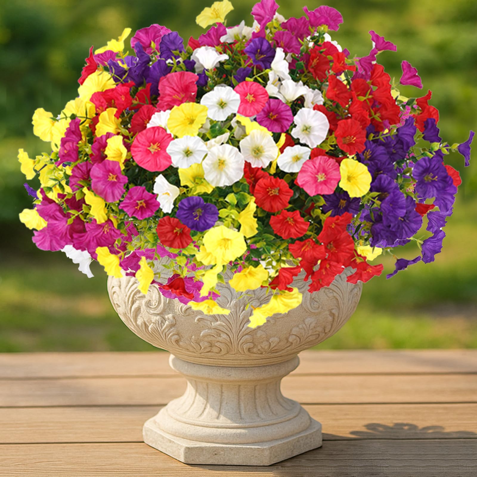 Photo 1 of *** 2PK BUNDLE **** Artificial Flowers for Outdoors 12 Bundles Fake Silk Morning Glory Spring Summer Decoration, UV Resistant Realistic Faux Flowers for Outside Front Door Porch Patio Planter Balcony Yard,?Mix-6 Colors?