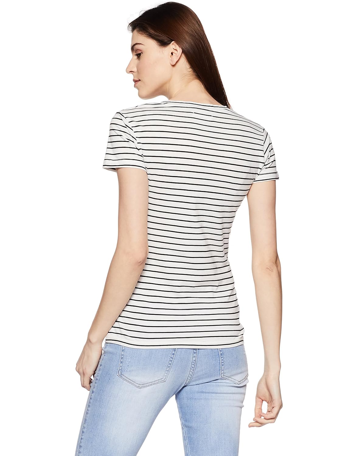 symbol amazon brand women's striped regular fit t-shirt