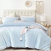 Smoofy Fluffy Queen Size Comforter Set 3 Pieces - Light Blue Fleece Fluffy Comforter Set, Luxury Fuzzy Queen Bedding Set, Soft Warm Bed Set All Season, Heavy Faux Fur Comforter with 2 Pillow Cases