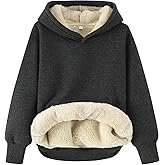 Gihuo Unisex Boys Girls Winter Sherpa Lined Hoodie Kid's Fleece Pullover Hooded Sweatshirt (XS, DarkGrey)