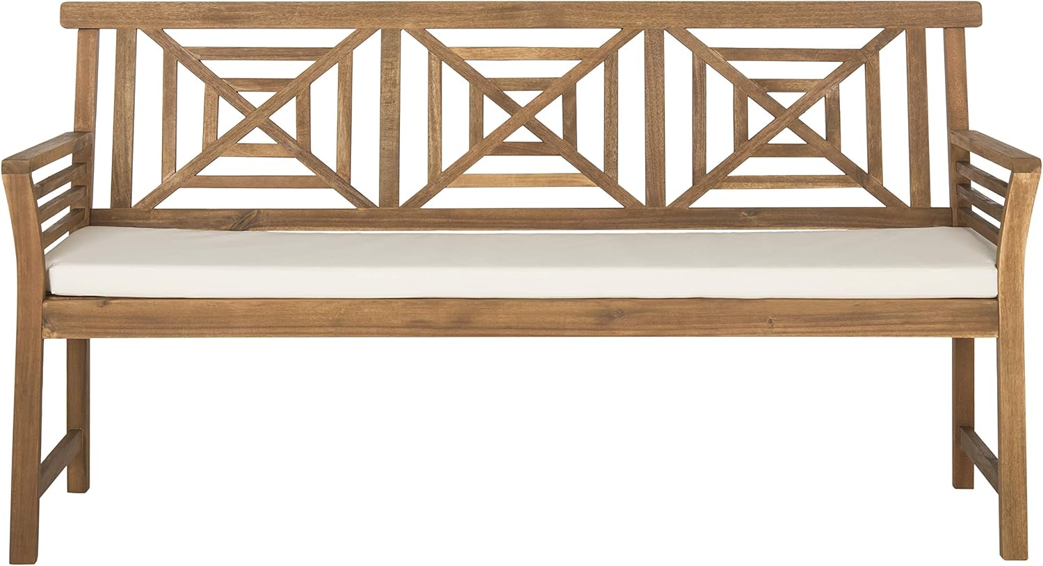 Safavieh PAT6737A Outdoor Collection Del Mar 3 Seat Bench, Natural/Beige : Garden & Outdoor