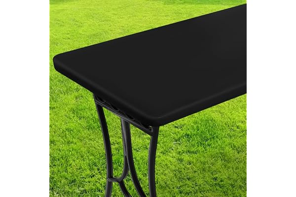 BOUBONI 1 Piece Picnic Table Cover with Elastic Vinyl Camping Tablecloth Flannel Backing Picnic Table Cloths for 6 Foot Table