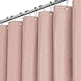 BTTN Extra Long Shower Curtain, 96 Inch Linen Textured Heavy Duty Fabric Shower Curtain Set with 12 Plastic Hooks, Large Luxury Decorative Polyester Cloth Shower Curtains for Bathroom, 72"x96", Blush