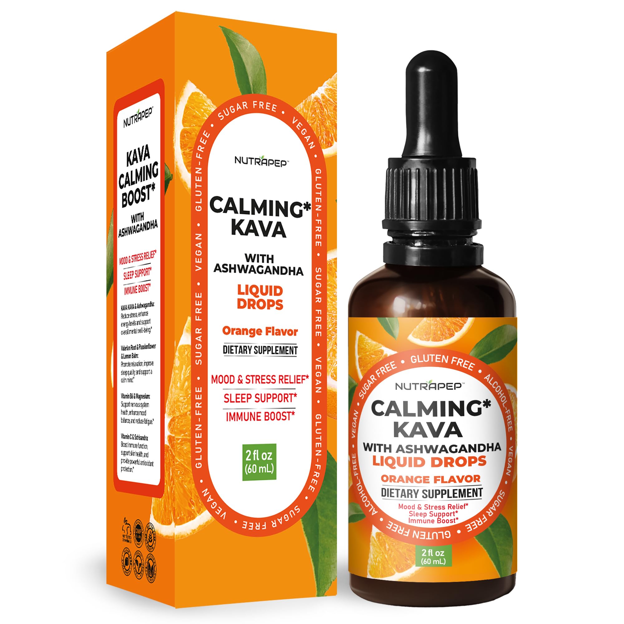 Calming Kava with Ashwagandha Liquid Drops (Orange)