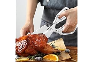 Kitchen Scissors All Purpose - Stainless Steel Kitchen Shear, Sharp Silver Meat Scissors Heavy Duty Poultry Shears, Japanese 