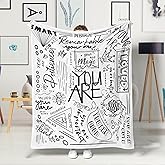 Kanuyee Inspirational Quote Throw Blanket, Positive Psychological Hint Word You are Cozy Decor Nap Cash Blankets Gift for Teens Kids Children Student College Dorm Throws Black and White 40×50 inches