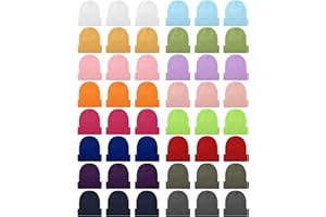 Liitrsh 48 Pcs Kids Winter Beanies, Warm Cold Weather Hats Knitted Cap Solid Color for Boy Girl Children School Outdoor