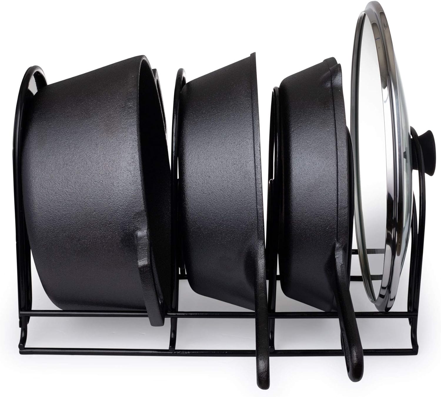 Heavy Duty Pan Organizer, Extra Large 5 Tier Rack - Holds Cast Iron Skillets, Dutch Oven, Griddles - Durable Steel Construction - Space Saving Kitchen Storage - No Assembly Required - Black 15.4-inch: Kitchen & Dining