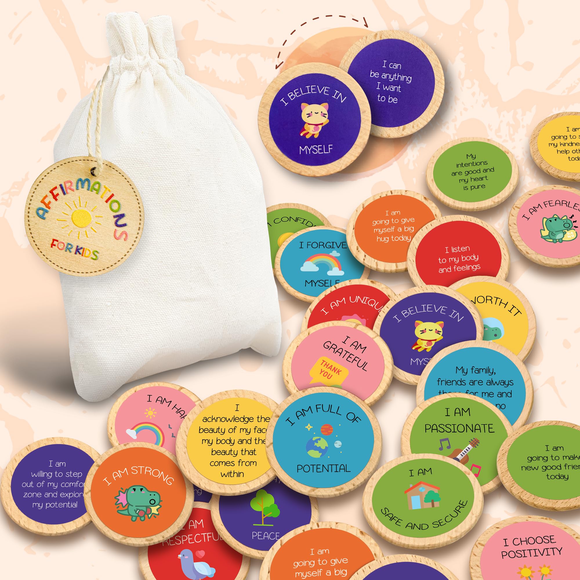 Photo 1 of STOFINITY Positive Affirmations Cards for Kids - Daily Affirmations for Kids, Positive Affirmation Chips for Toddlers Child, Motivational Quotes Inspirational Tokens Bulk Classroom Gifts for Students