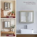 Bath Vida Priano 2 Door Mirrored Wall Cabinet Grey Oak Bathroom Storage view 4
