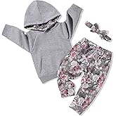 oklady Baby Girl Clothes,Hoodie Tops Floral Pant with Cute Headband Baby Girl Fall Outfits