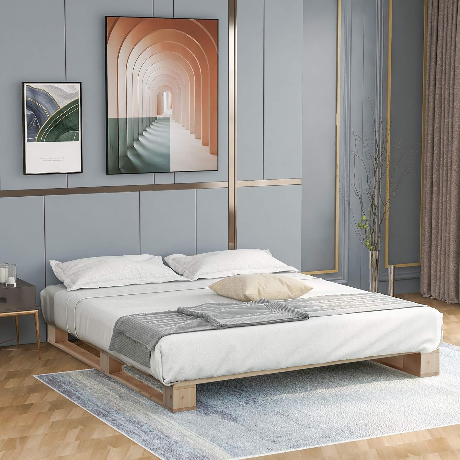 Merax High Quality Wooden Bed Frame Platform Bed with Strong Slat