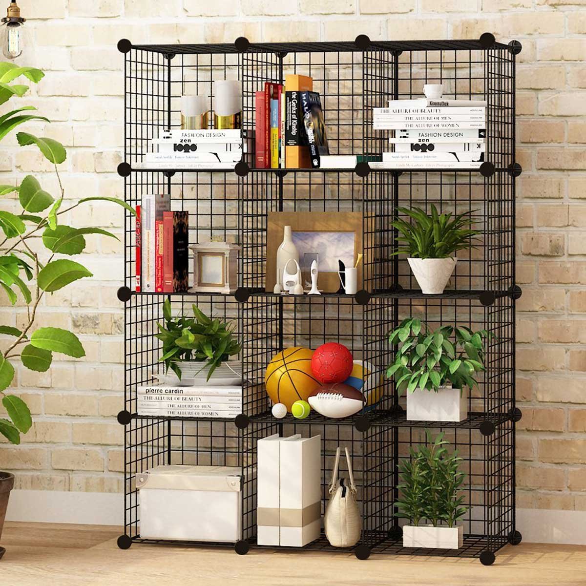 Details About Kousi Storage Cubes Wire Grid Modular Metal Cubbies Organizer Bookcases And Book