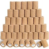 60 Pack Skin Self Adhesive Bandage Wrap Bulk 3 Inch x 5 Yards Cohesive Bandage,Vet Wrap Breathable Elastic Self-Adherent Tape for Stretch Athletic Sports Wrist Ankle Dogs Pet Vet Wrap