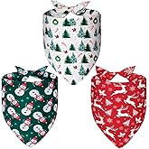 Agroon Christmas Dog Bandanas XLarge 3PCS, 6 Pattern Holiday Scarf for Boy and Girl, Triangle Reversible Bibs Breed for Puppy
