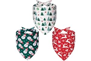 Agroon Christmas Dog Bandanas Large 3PCS, 6 Pattern Holiday Scarf for Boy and Girl, Triangle Reversible Bibs Breed for Puppy Pets