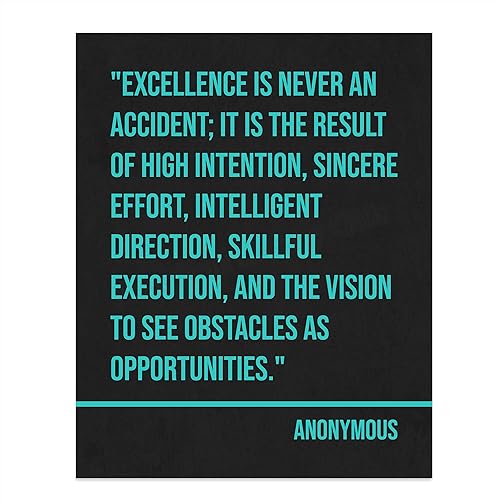 Amazon Com Excellence Is Never An Accident Inspirational Quotes Wall Sign 8 X 10 Typographic Art Print Ready To Frame Modern Motivational Home Office School Decor Great Reminder Execute Your Plan To Win Handmade