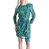 DKNY Womens Long Sleeve Side Tie Mini Sheath Dress