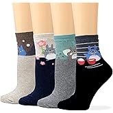 LIVEBEAR Women’s Cute Funny Novelty Casual Cotton Crew Socks - Popular Anime 2 (Made In Korea)